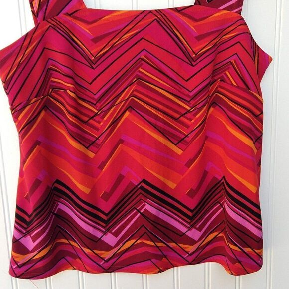Vintage 90s Y2K Square Neck Crop Top Size M L Red Print Sleeveless - Picture 4 of 6